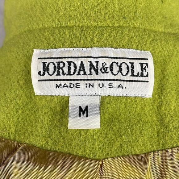 Vintage Jordan & Cole Wool Blend Yellowish/Green Colored Coat (Size: Med) - Picture 4 of 13